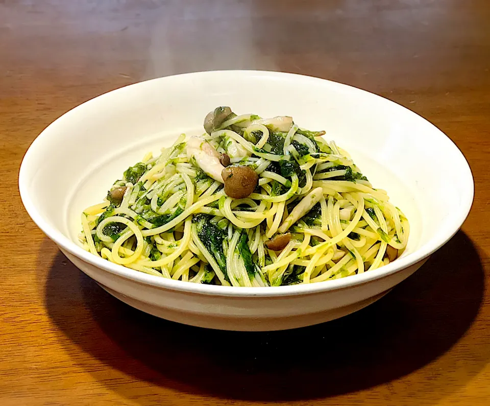 こんぶ茶で生海苔ときのこのパスタ✨|いく❤️さん