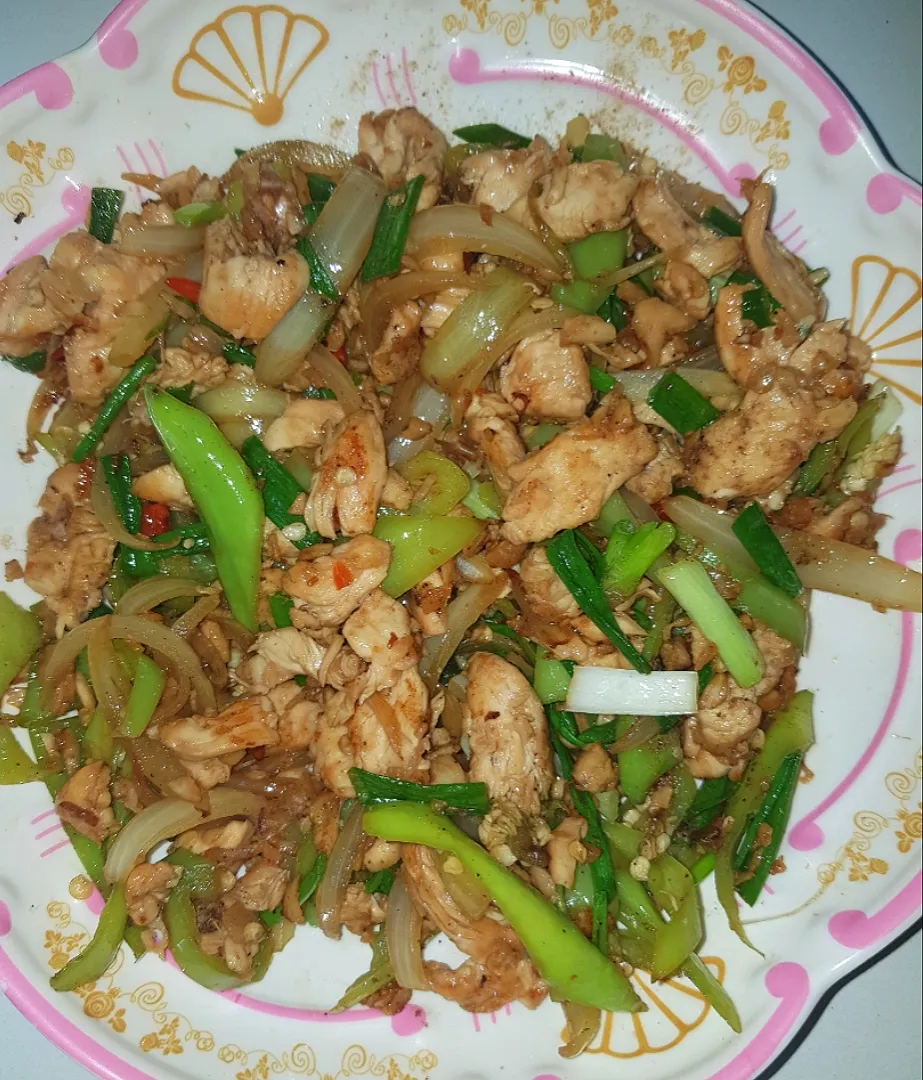 stir fry chicken with green chili|patcookingfeverパットさん