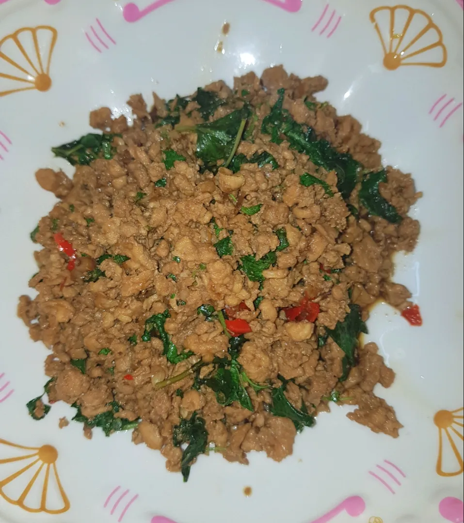 stir fry chicken with basil leaves|patcookingfeverパットさん