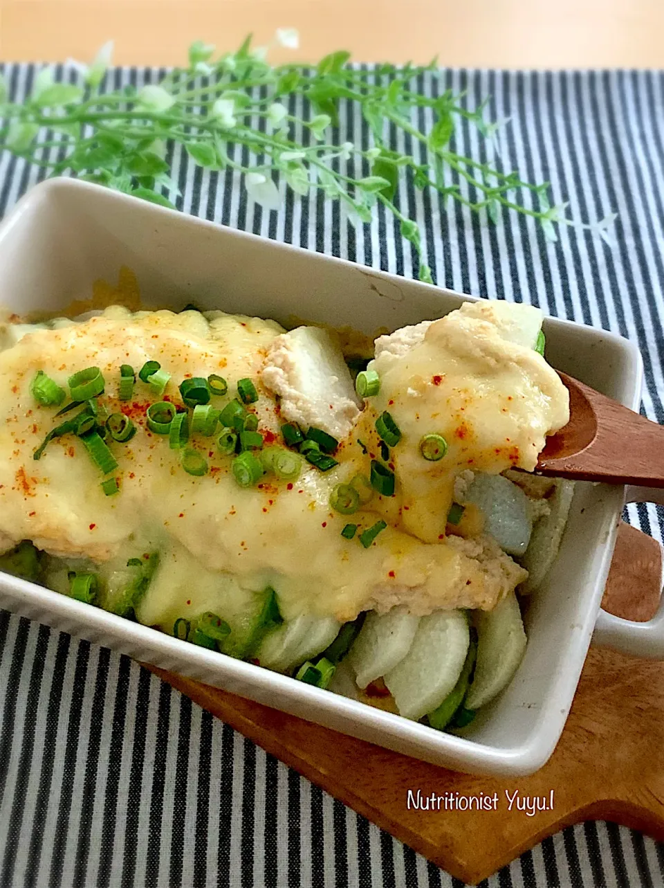 長芋とアボカドの明太豆腐ソースグラタン|ゆーこどんさん