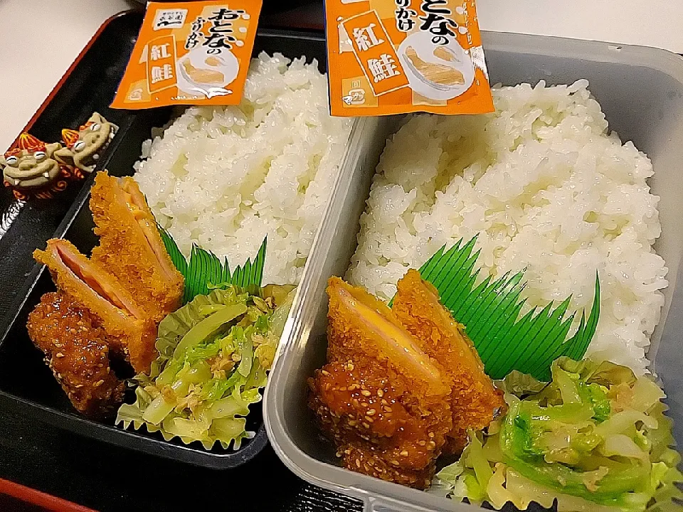 Snapdishの料理写真:夫弁当、息子弁当|みどりさん