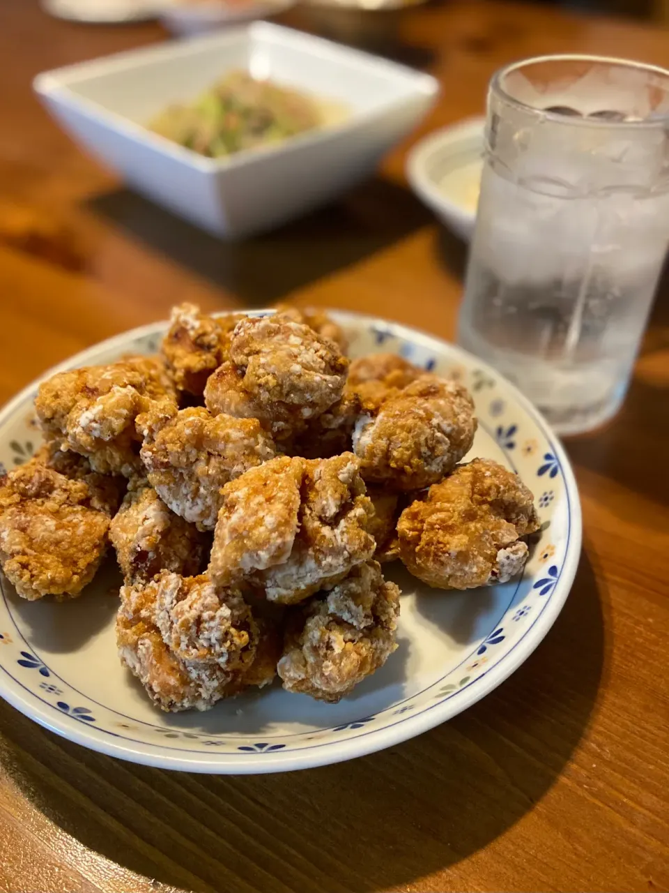 1/13の夕食　鶏からと芋ハイ！|yoneさん