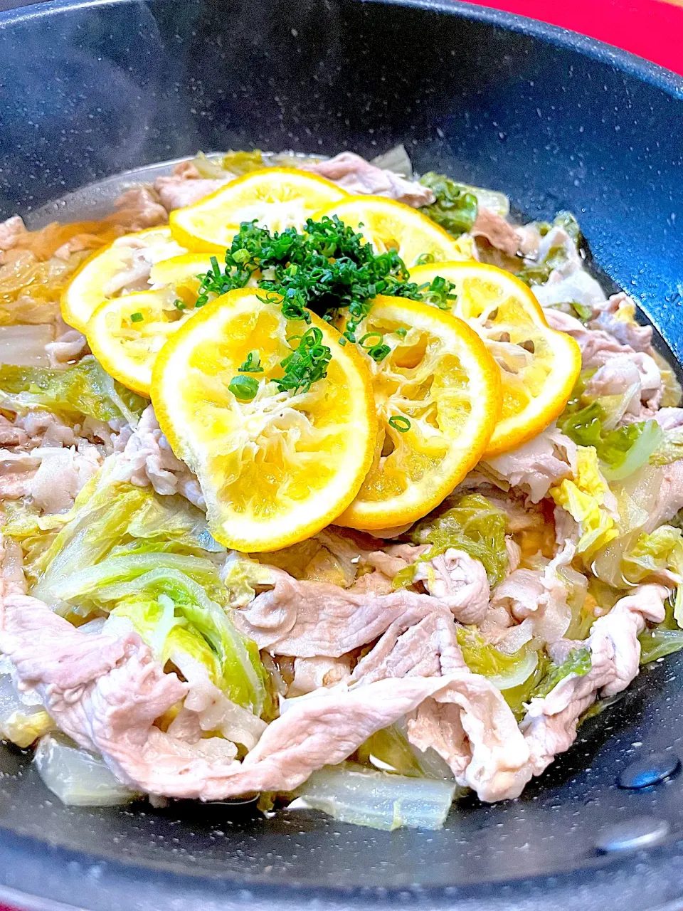 白菜と豚肉のかぼす鍋🍀*゜|おかちさん