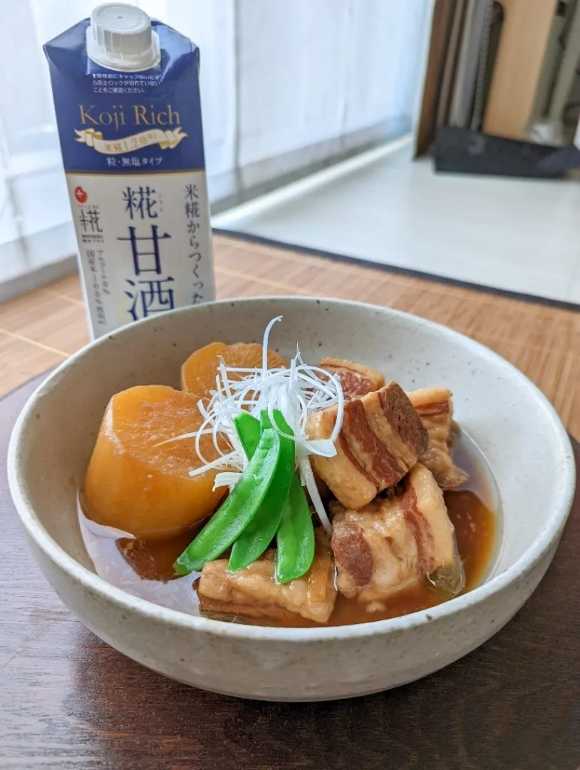 Snapdishの料理写真:試してみたよ!甘酒煮！まずは基本の豚バラ大根|ぶりてりあさん