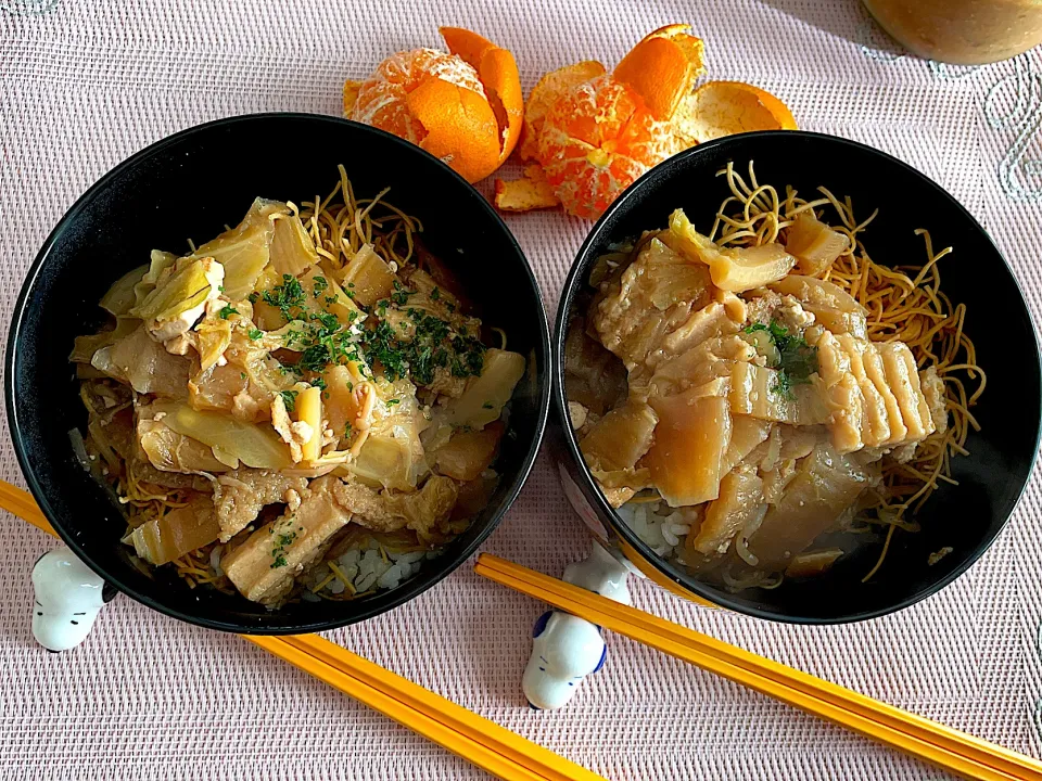 すき焼き丼に♪パリパリ麺も足してみた~(^^)❤︎|いつくしみちゃんさん