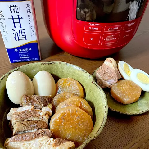 「プラス糀 糀甘酒LL 糀リッチ粒 1000ml」を使ってみたSnapdishの料理・レシピ写真:マルコメ キッチンさんの料理 【イベントレシピ】豚バラ大根の甘酒煮を旧シロカで。