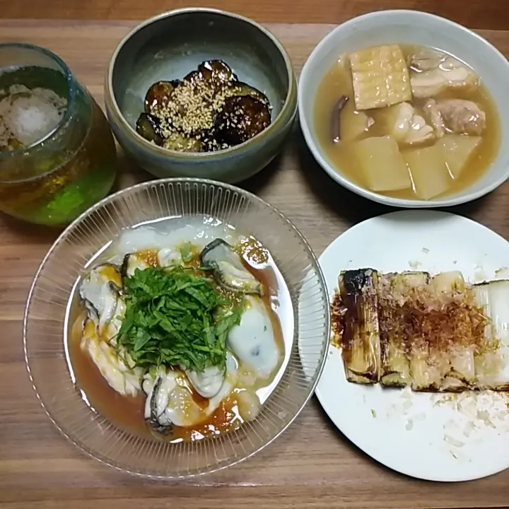 20220115
牡蠣のおろしぽん酢
焼きネギ
茄子の生姜焼き
治部煮|noccoさん