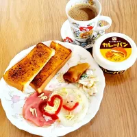 Snapdishの料理写真:本日の☀朝ごはん🍞☕|あけみぃ🎵さん