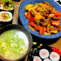 Snapdishの料理写真:酢豚とキャベツとかき玉のすまし汁|えまにえるさん