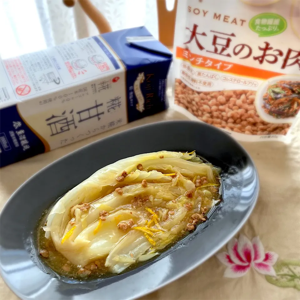 白菜の甘酒煮　大豆のお肉あんかけ|むぎこさん