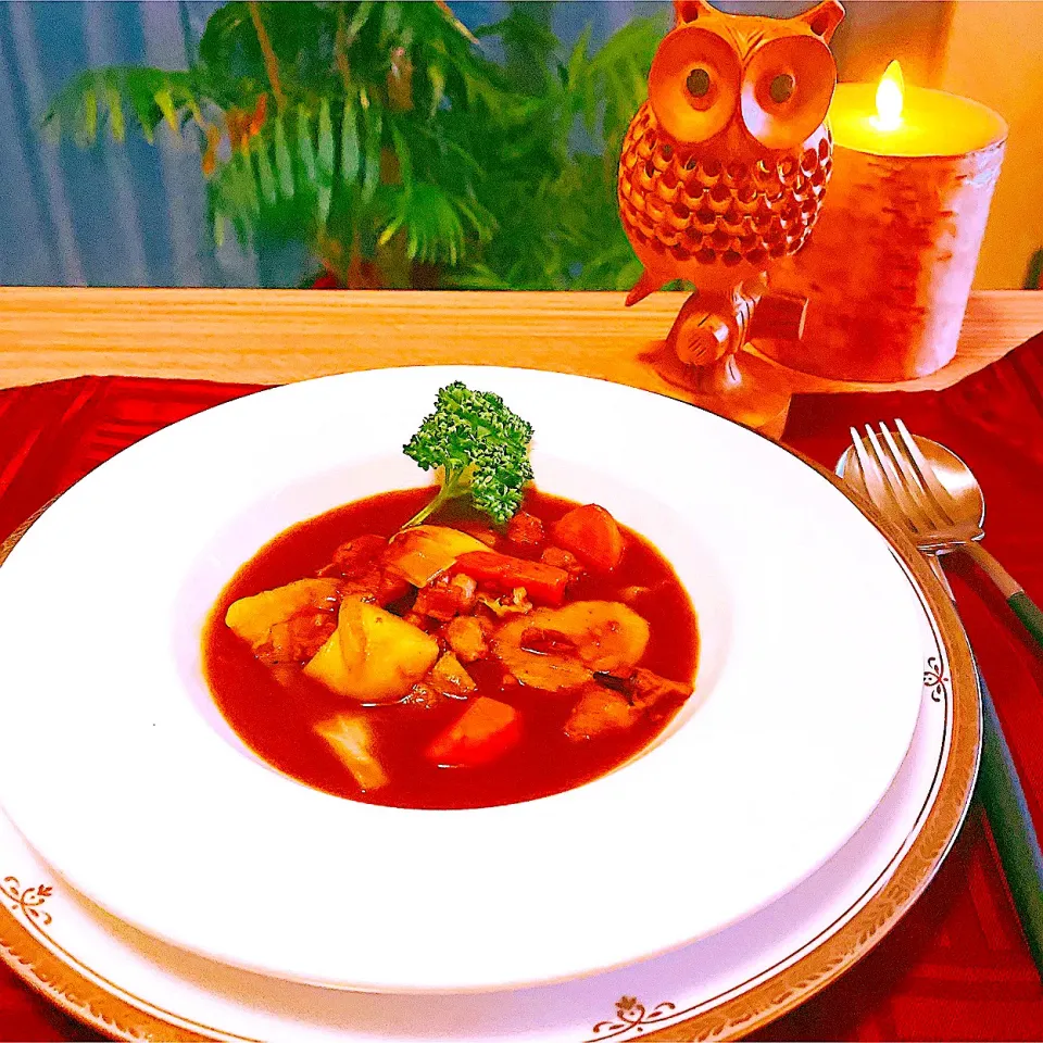 寒い夜に　身体まであったか〜い🔥　　　🍅トマトスープ　　お供はやっぱりワイン🍷かな|Sの食卓さん