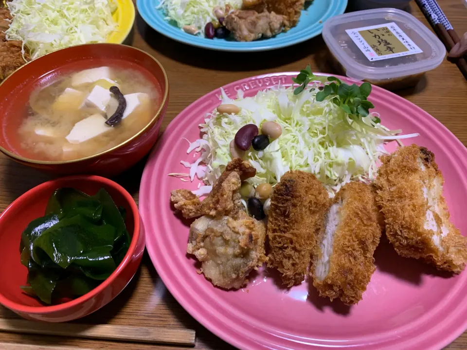 1月17日夜はトンカツと唐揚げ|とももさん