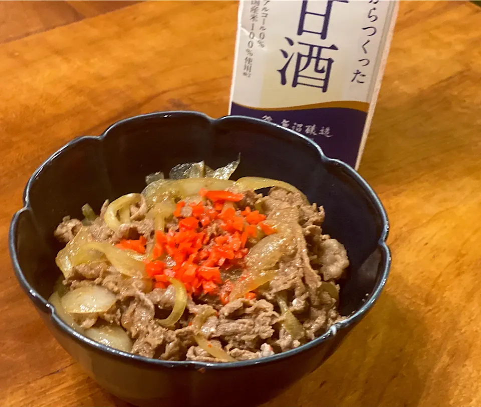 Snapdishの料理写真:糀甘酒でつくるヘルシー夜食☆牛丼|まめすけ。さん