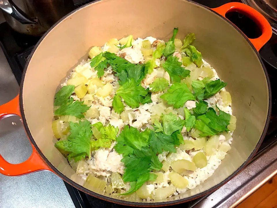 ル・クルーゼで鶏セロリご飯|ゆっこっこさん