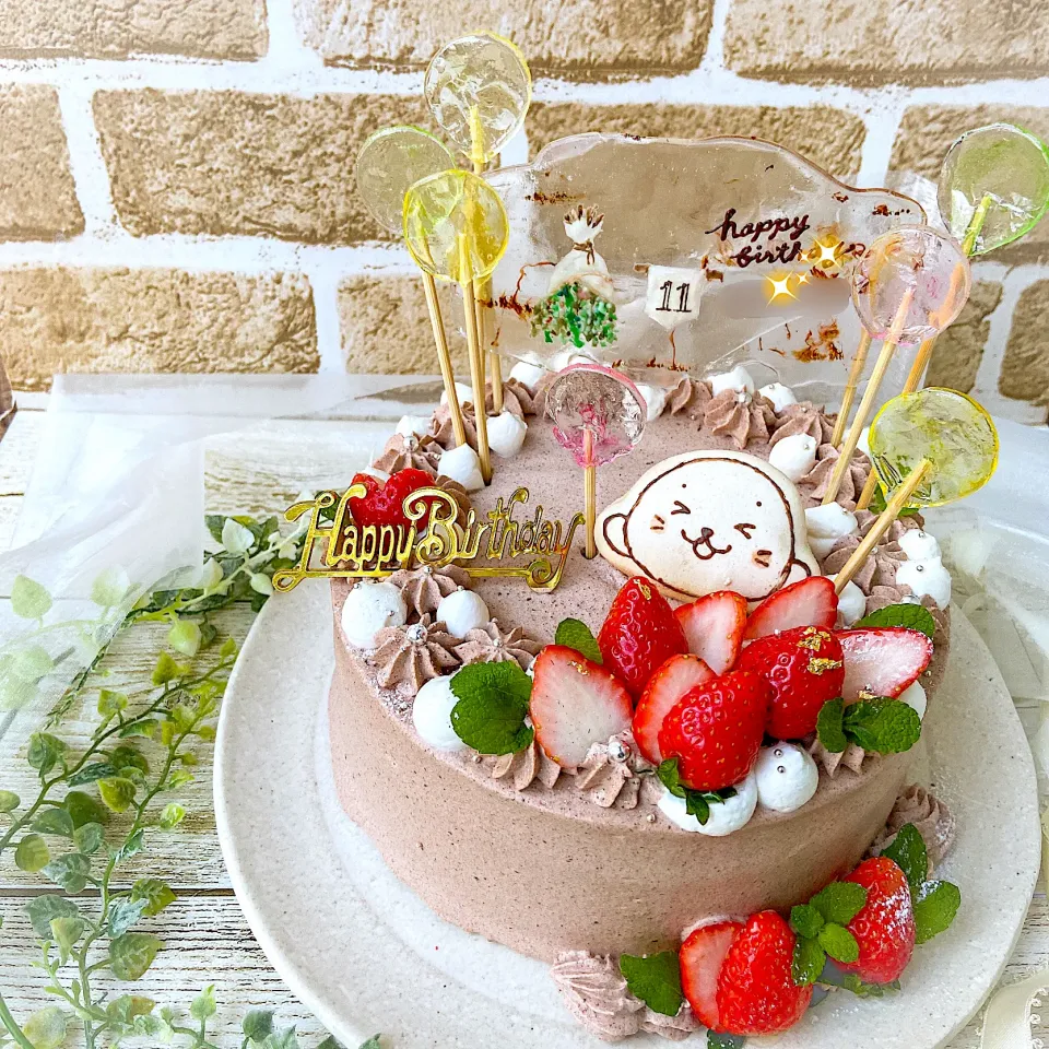 バースデー
しろたんの生チョコショートケーキ🍓|hari-co ＊ はりこさん