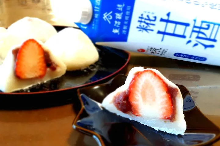 いっちゃんの料理
　切り餅いちご大福🍓(糀甘酒使い)|びせんさん