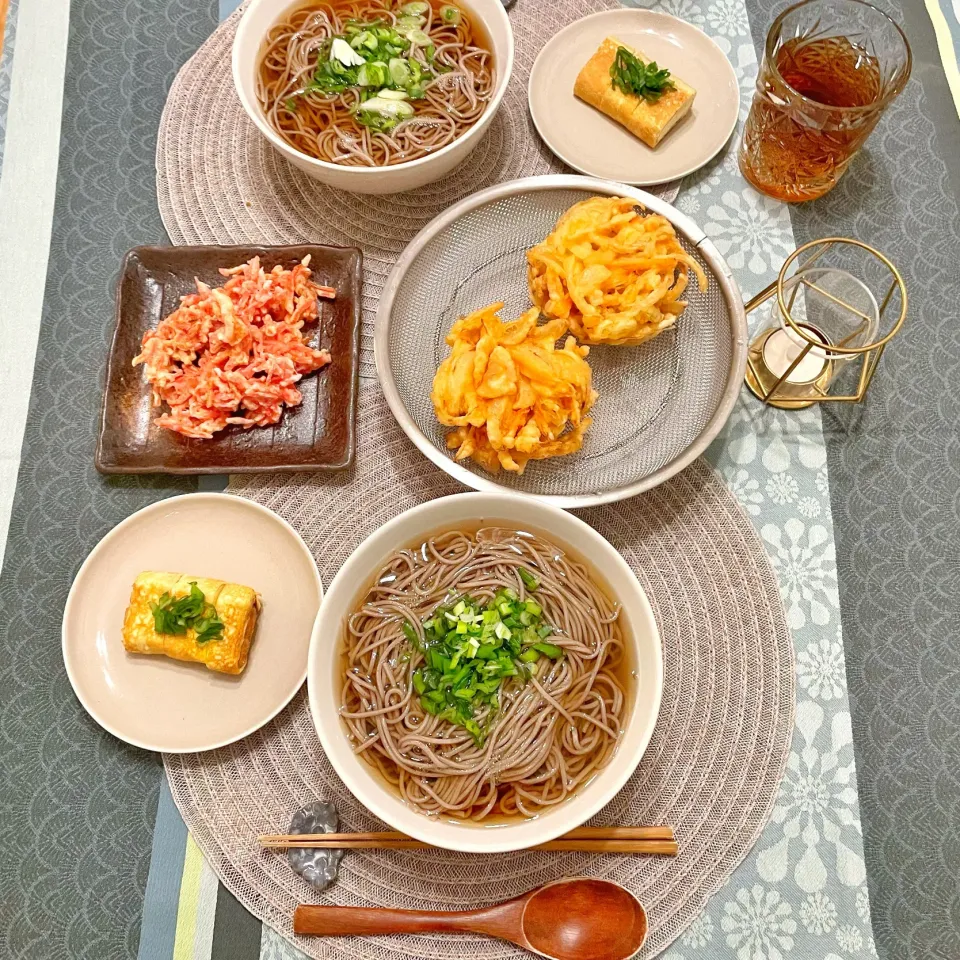 かき揚げ蕎麦と玉子焼き|ぷちょさん