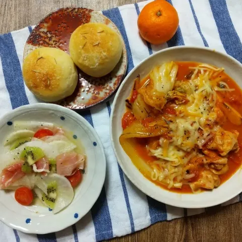 「液みそ 料亭の味 減塩」を使ってみたSnapdishの料理・レシピ写真:鶏肉と焼き白菜の味噌トマト煮