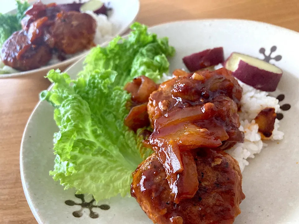 ＊カレーケチャップ味の豚さんバーグ丼＊|＊抹茶＊さん