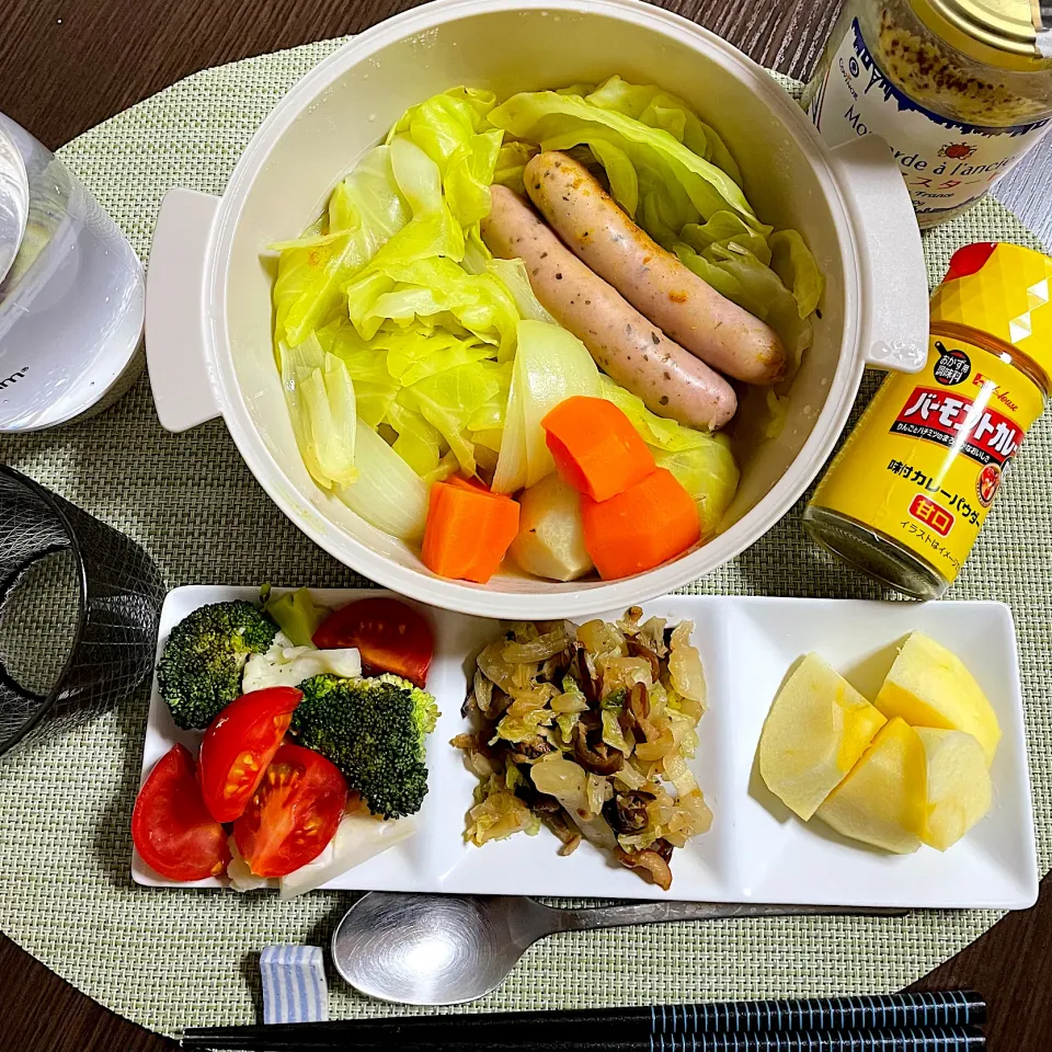 1/20晩ご飯：レンチンカレーポトフ|ななみんさん