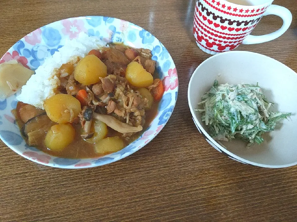 Snapdishの料理写真:旦那作カレー
水菜とツナのゴママヨサラダ|尚さん