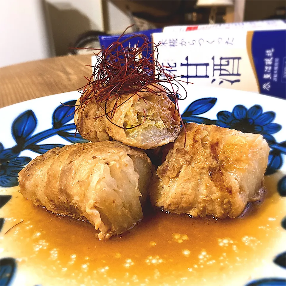 白菜の豚バラロール🌀甘酒蒸し焼き煮|みずほさん