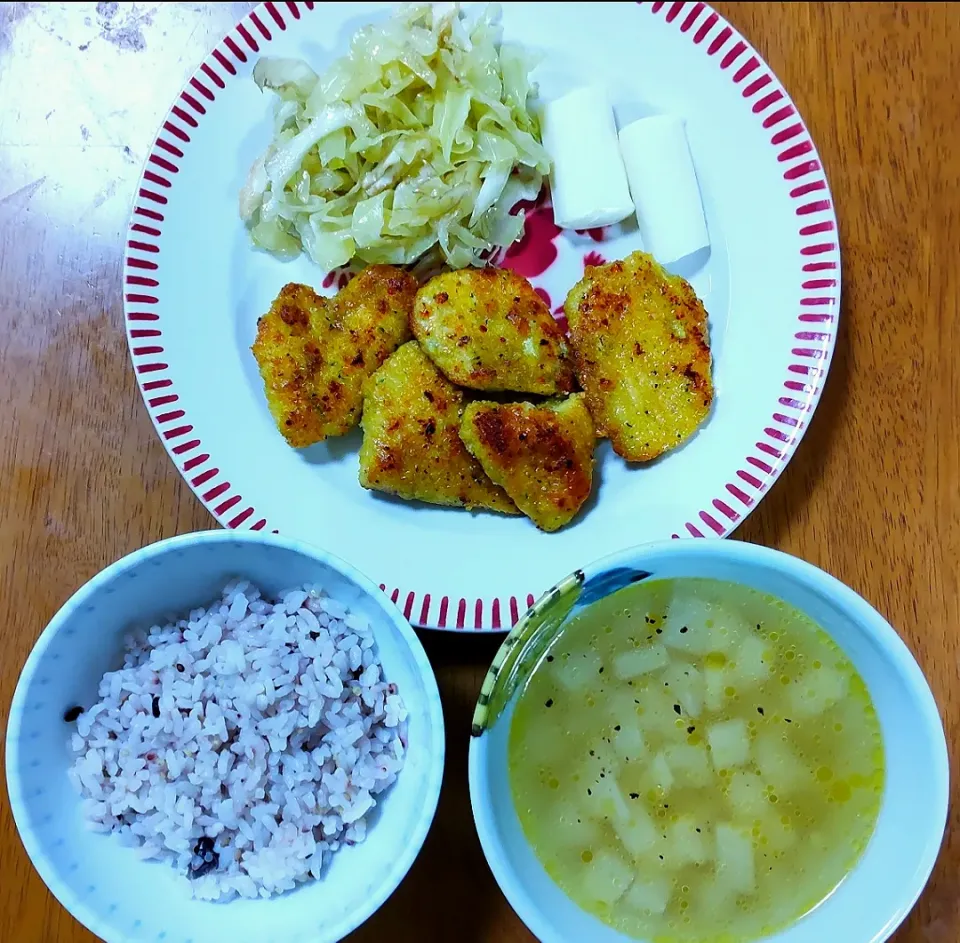 １２月２４日　鶏肉のカレーソテー　コールスロー　かぶのコンソメスープ|いもこ。さん