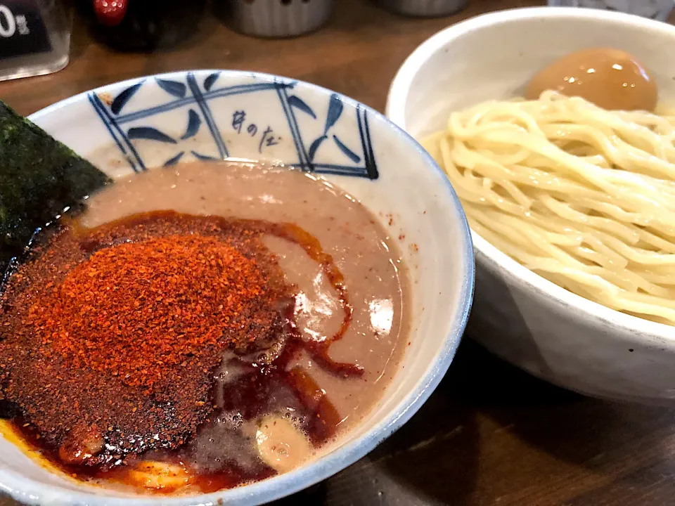 石神井公園　井の庄　辛辛魚味玉つけ麺　中盛り¥1,050 食べ初め😋　20220121|BUBUさん