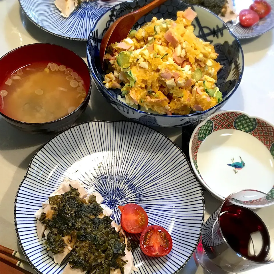 茹で鶏胸肉の菊菜味噌乗せ|Yukikoさん