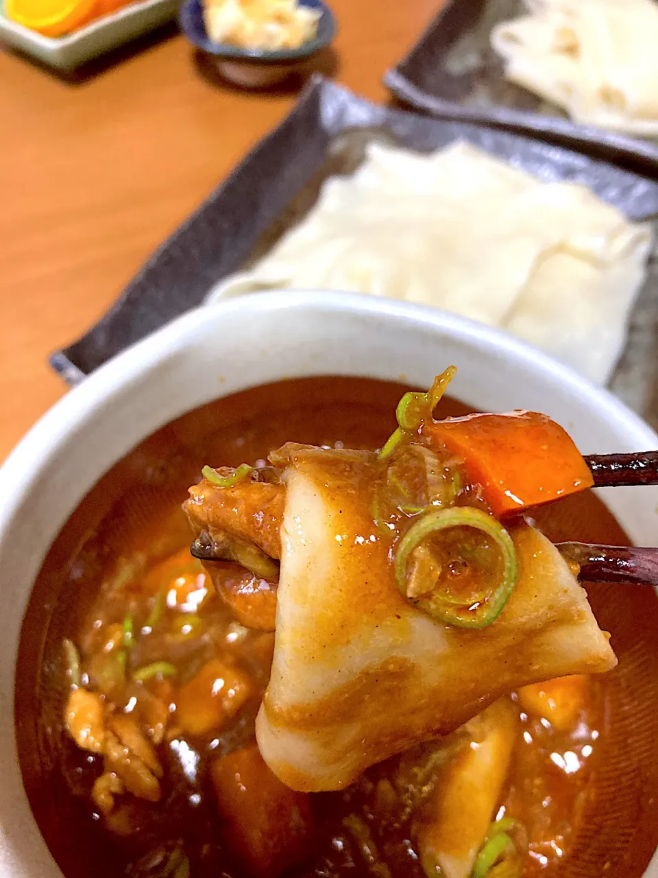 群馬名物ひもかわうどんカレーつけ💕初めまして😻おいし〜🤍|さくたえさん