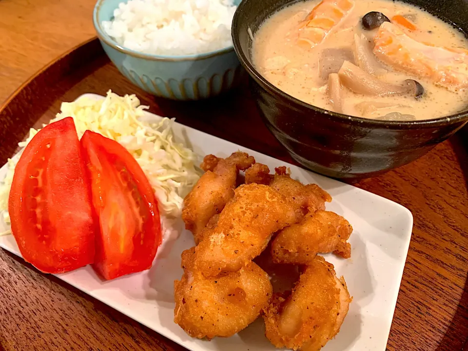 糀甘酒下味の鶏唐揚げ🐔粕汁|いちごさん