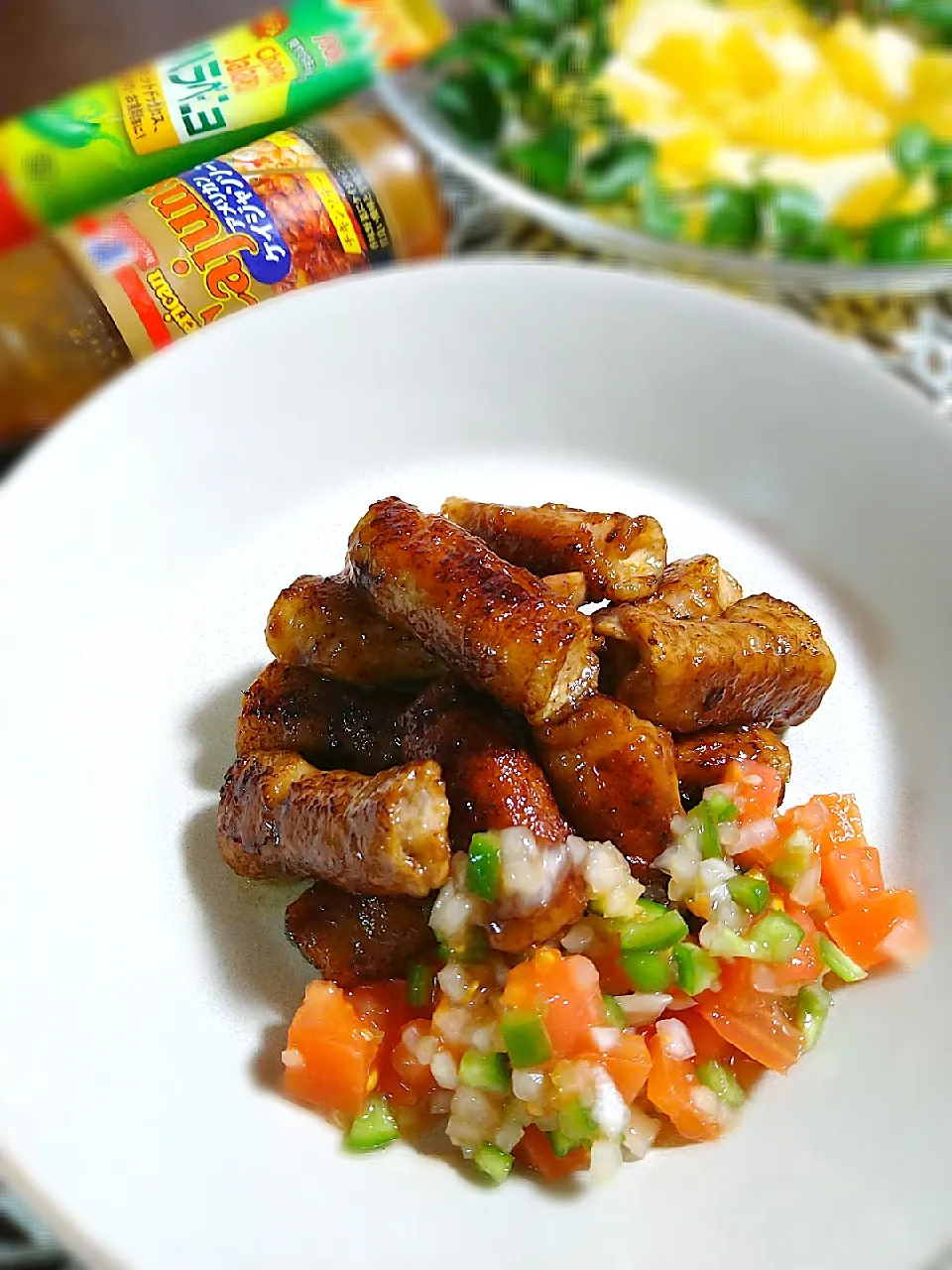 Snapdishの料理写真:調味料はケイジャンソースとハラペーニョのみ！激ウマおかず😋💕|まめころさん