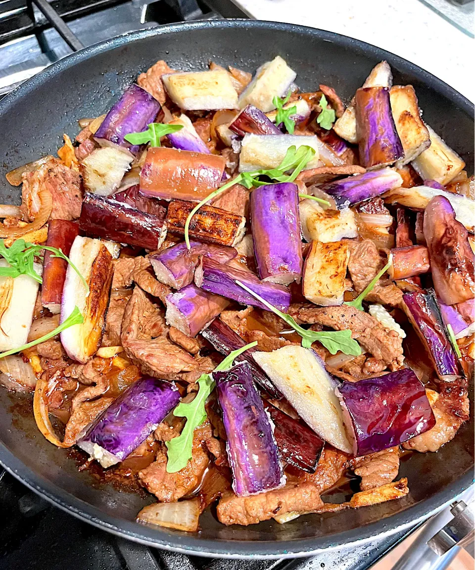 Schezwan beef with garlic eggplant|🌺IAnneさん