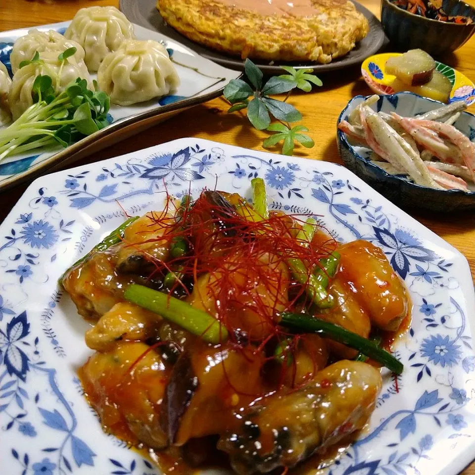 牡蠣と茄子とニンニクの芽のオイスターソース炒め🦪|とまと🍅さん