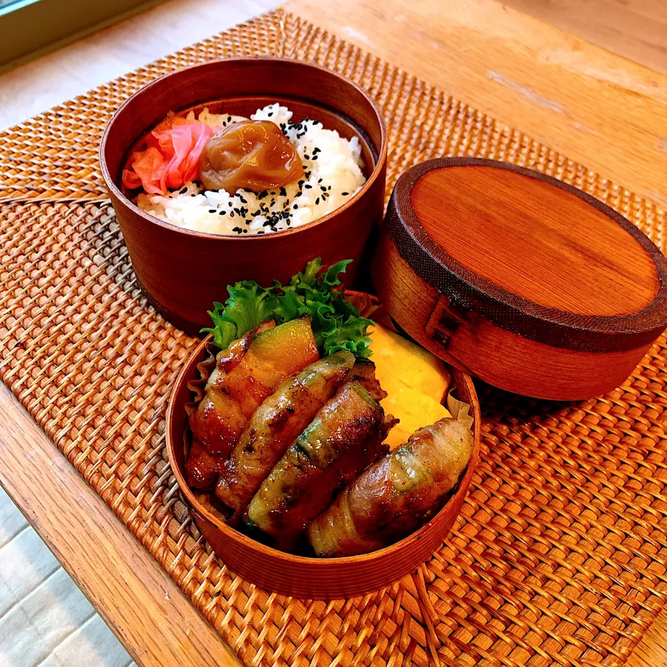 南瓜の豚肉巻とだし巻き弁当✴︎|あやみんさん