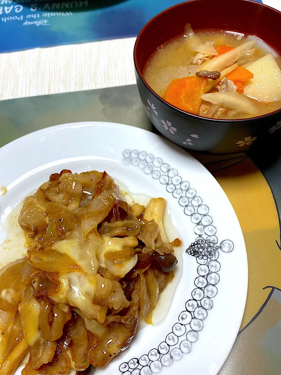 豚肉の味噌チーズ炒め、豚汁|kaaaaaさん