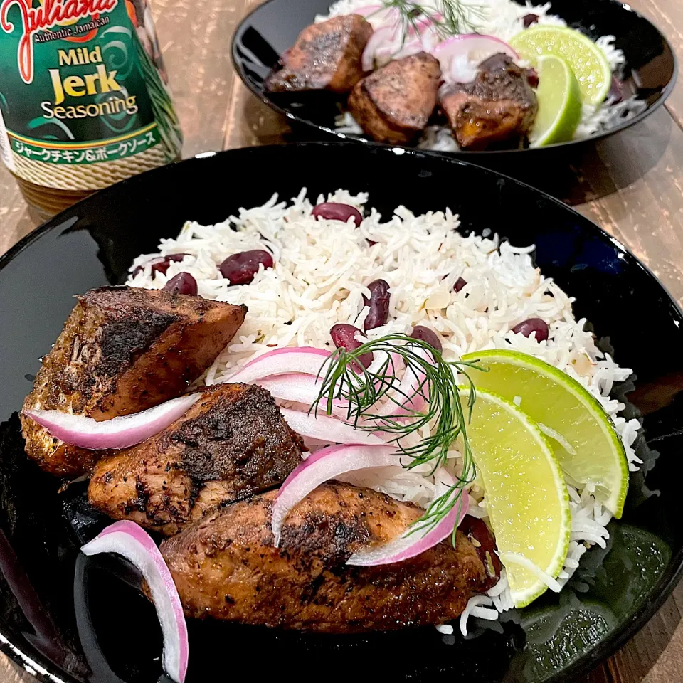 Jerk Japanese amberjack, Rice and Peas🇯🇲ジャーク鰤と豆ごはん|七海さん