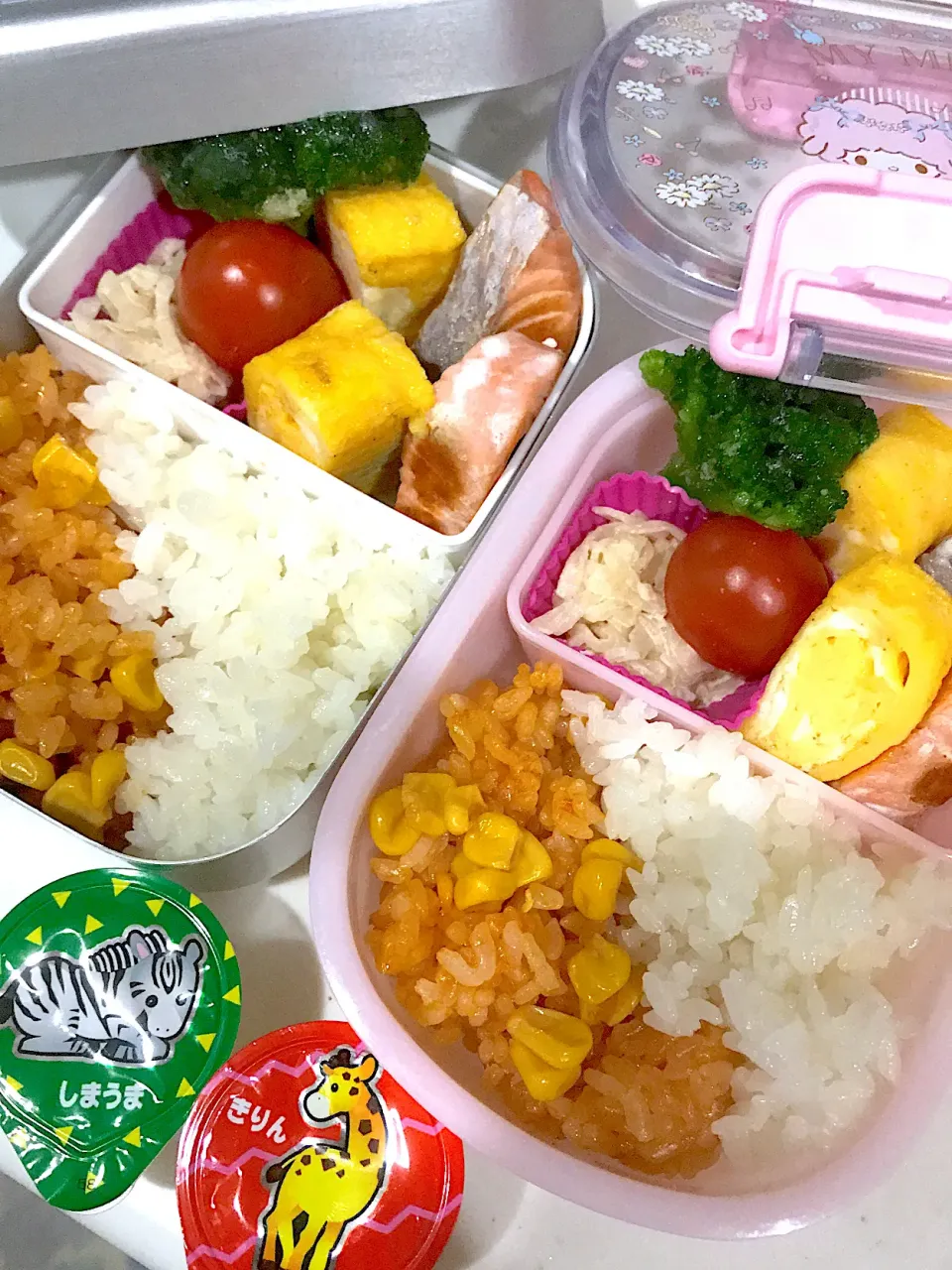 Snapdishの料理写真:娘たち(年少•1歳10ヶ月)お弁当👧👦 22'0128|ももち弁当🍙さん