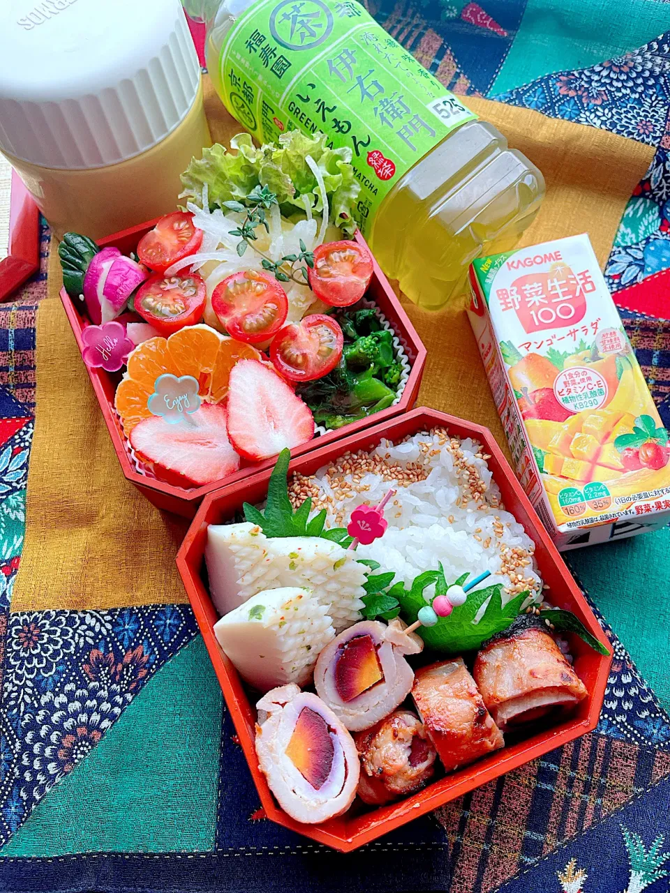 Snapdishの料理写真:2022/01/28 蛋白質多め！肉巻き&イカ焼き弁当|Blueberry🫐さん