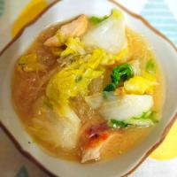 白菜と鶏ささみのとろとろ春雨スープ
