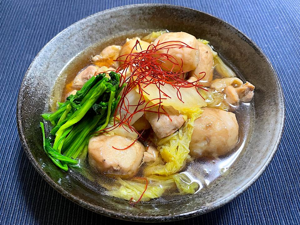 鶏肉と里芋と白菜の煮物！