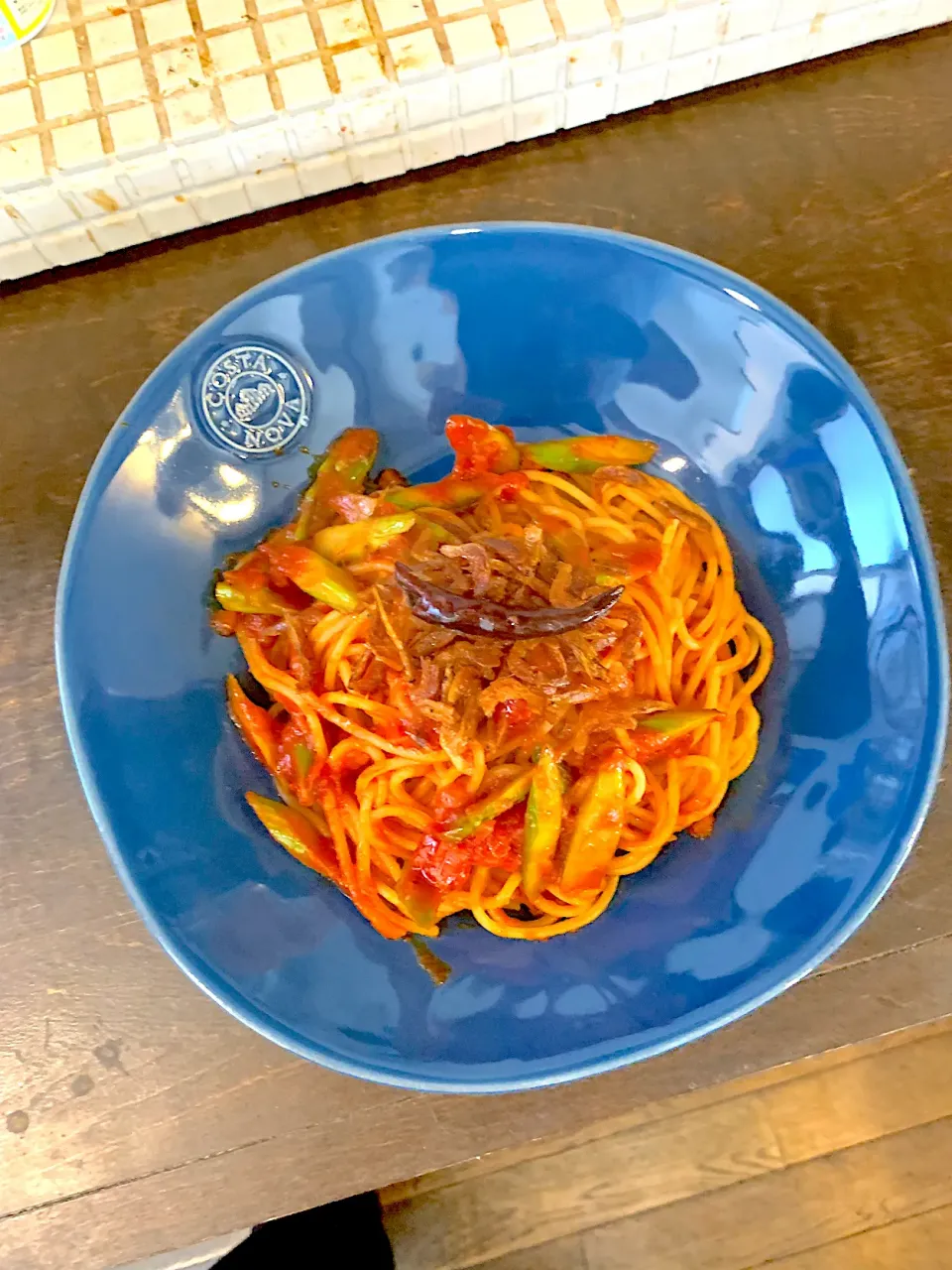 桜エビとアスパラガスのトマトソースパスタ|Moray74さん