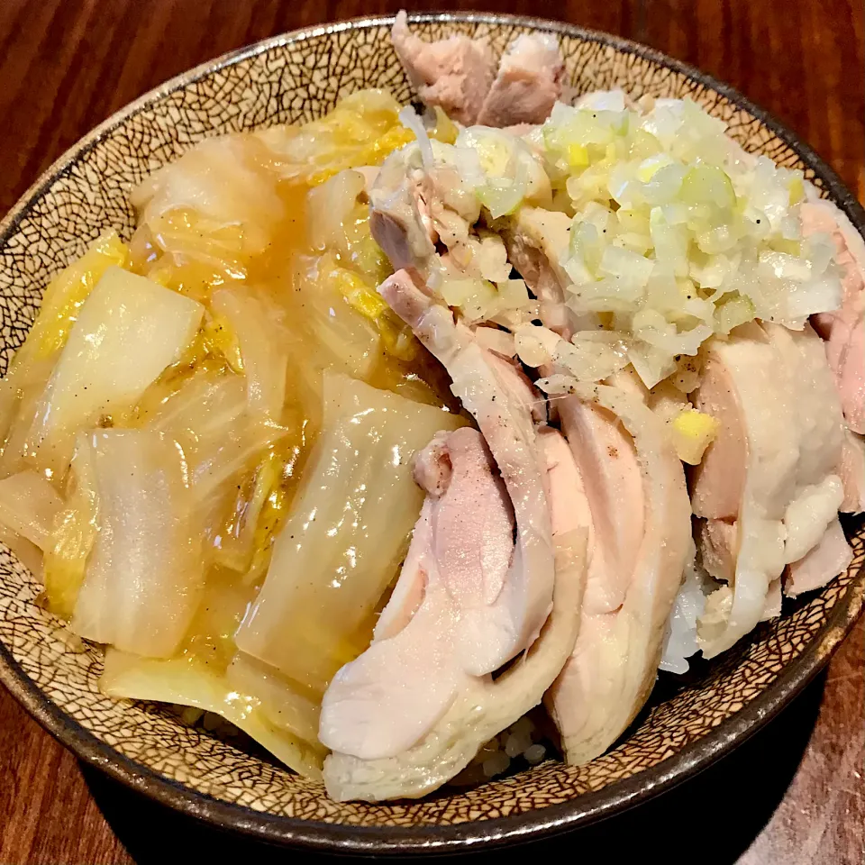 白切鶏と白菜炒め煮のあいもり飯|deekay71さん