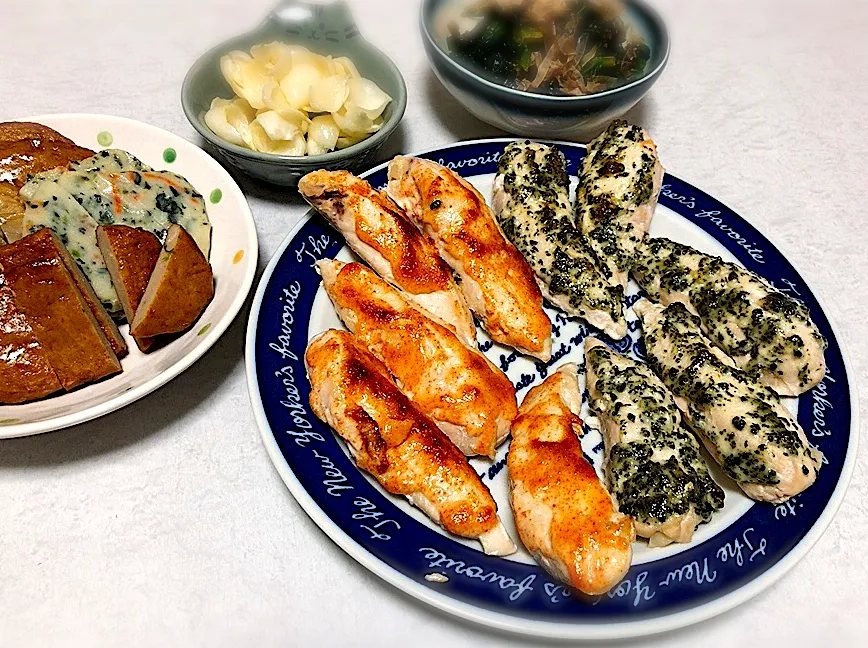 ひろりんさんの料理 三島ふりかけマヨでササミ焼き鳥|もっさんさん