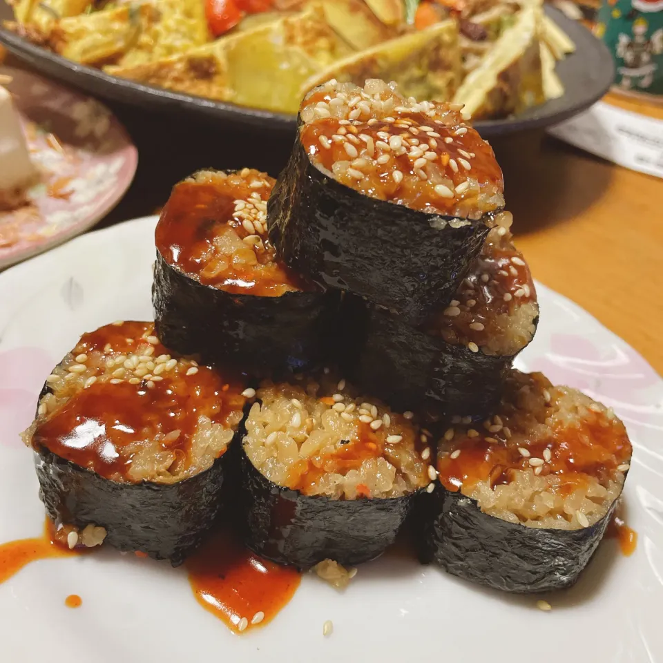 炊き込みご飯の海苔巻きコチュジャンがけ|みかんさん