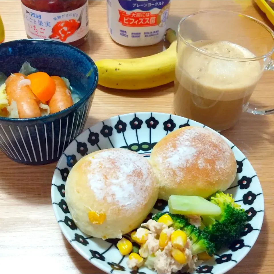 手作りコーンパン朝食|みんさん
