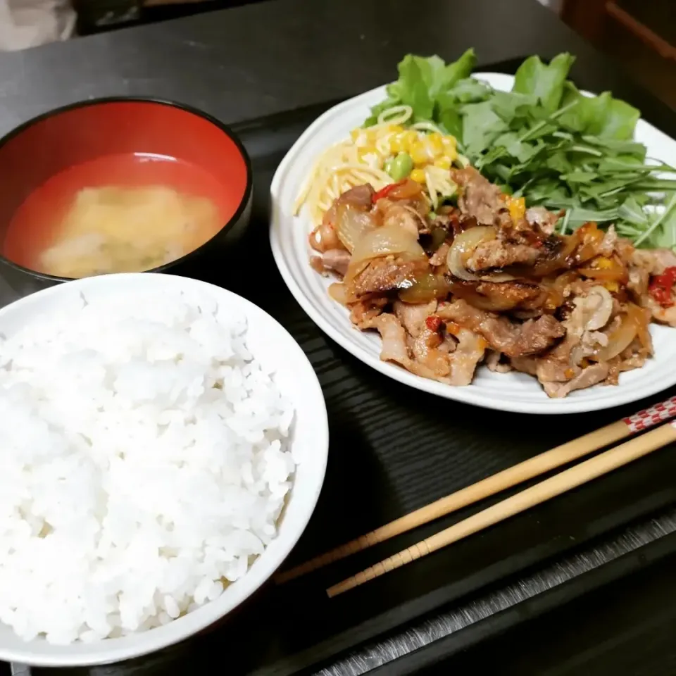 豚生姜焼き定食|パンダ母さん🐼さん