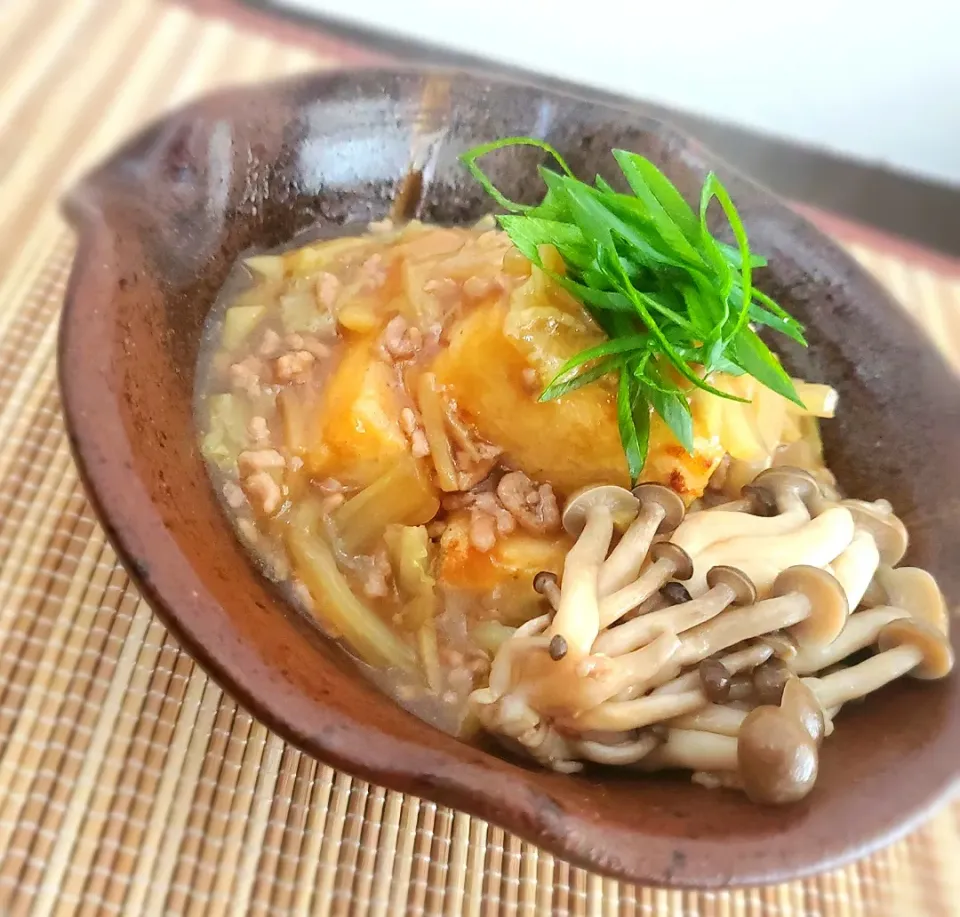 豆腐のそぼろ白菜あんかけ( ˙▿˙　)生姜たっぷりで！|まぁさん