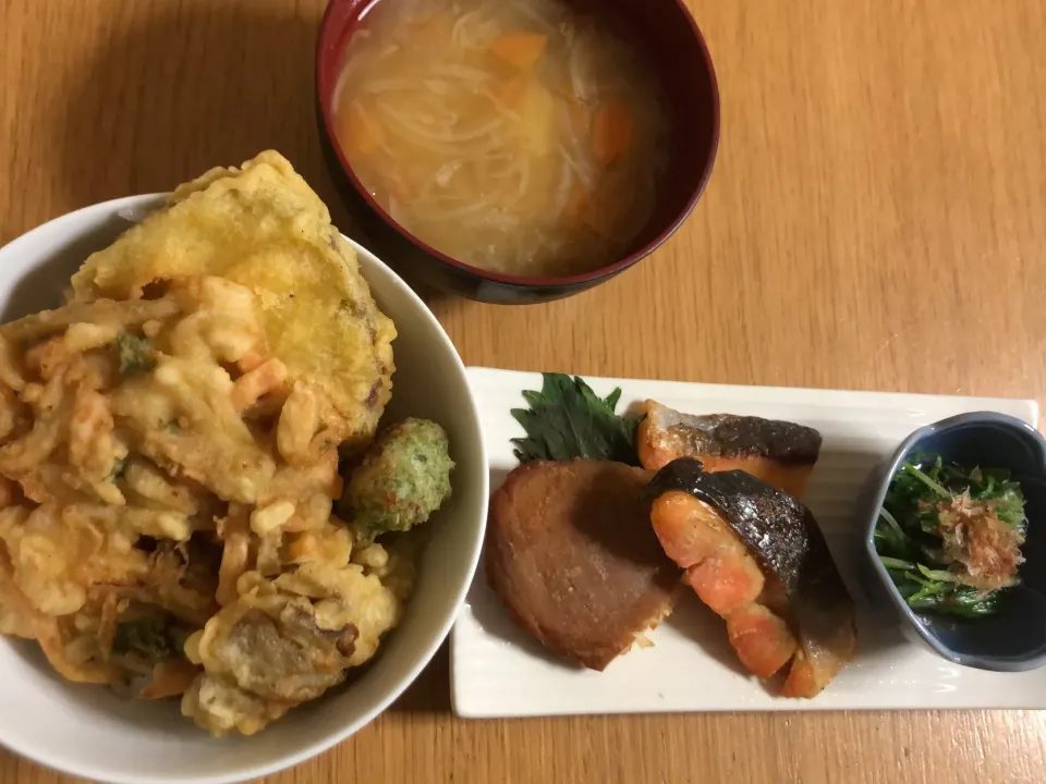 天丼&鮭塩焼き|ここなりさん