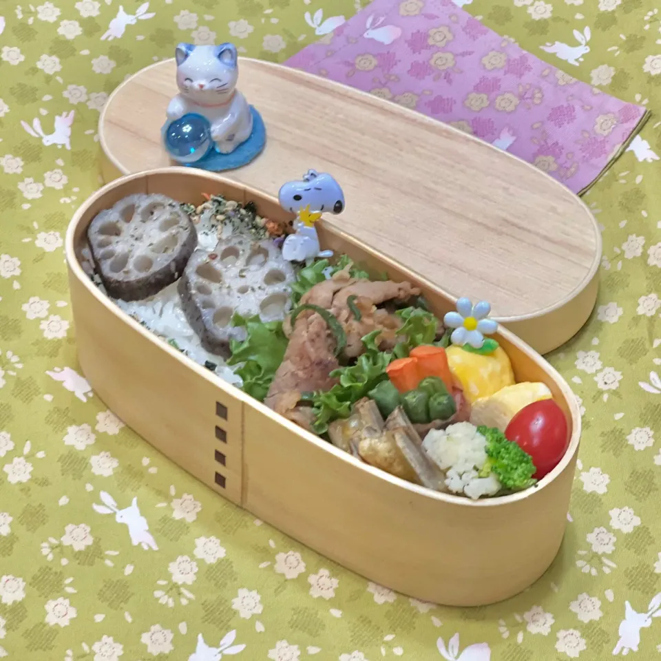 豚こま・ピーマンの甘味噌炒め☘の💙ちゃんお弁当　1/20木|sweet homeさん